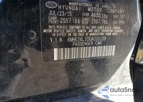 2016 Hyundai Sonata Hybrid из США, поврежденный, VIN KMHE24L10GA020129